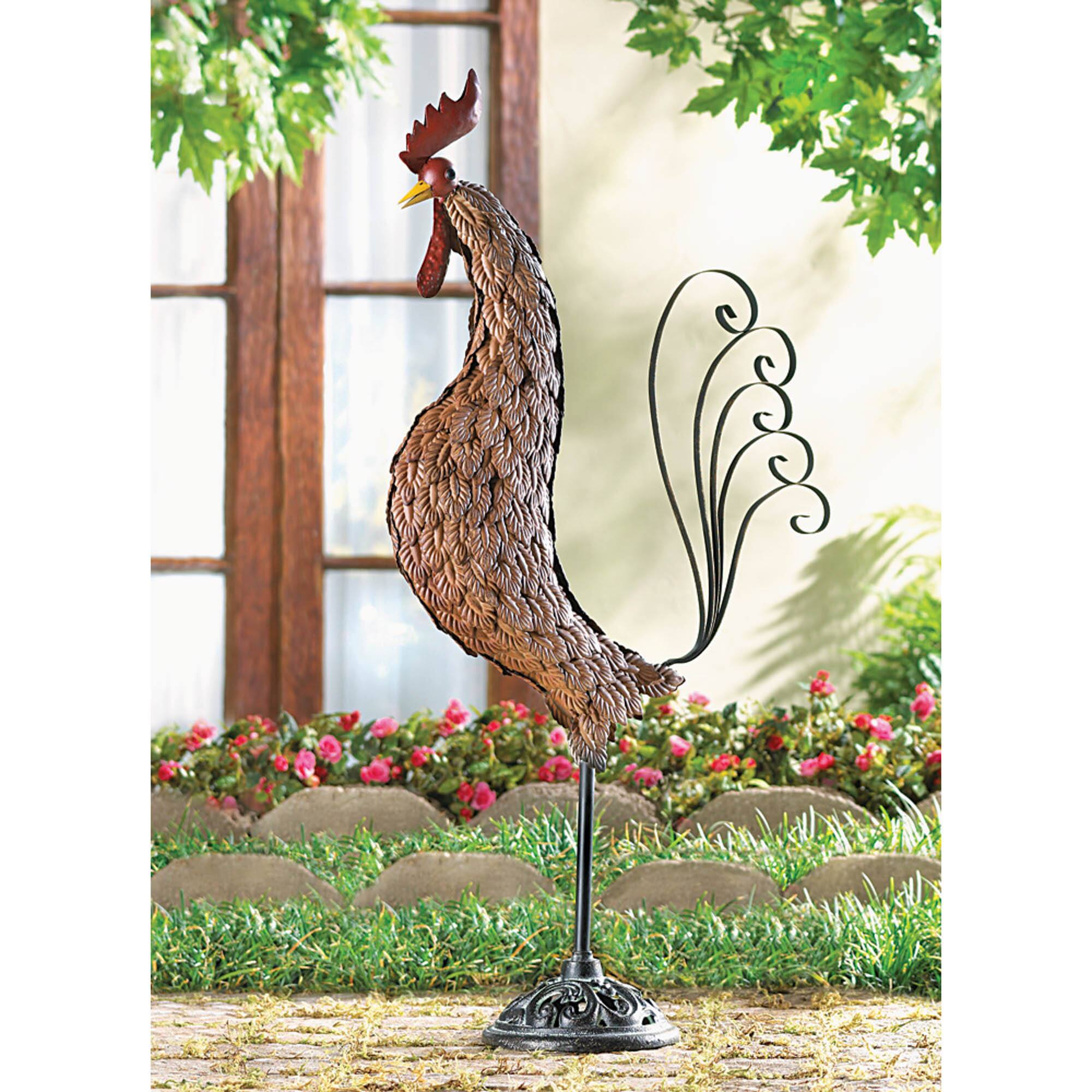 31" Metal Rooster Sculpture